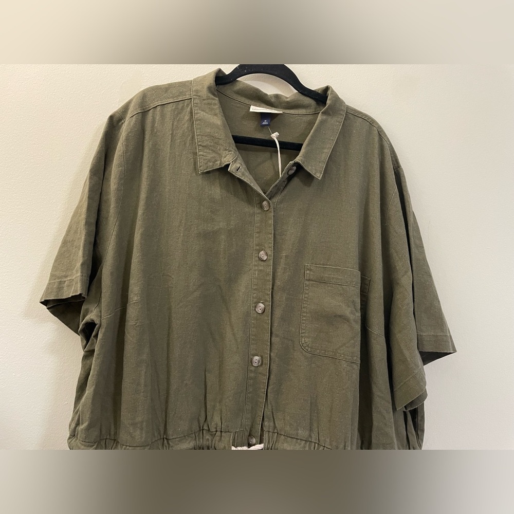 NWT Universal Thread Linen Blend Summer Romper in army green‎ - 3X - Picture 3 of 17